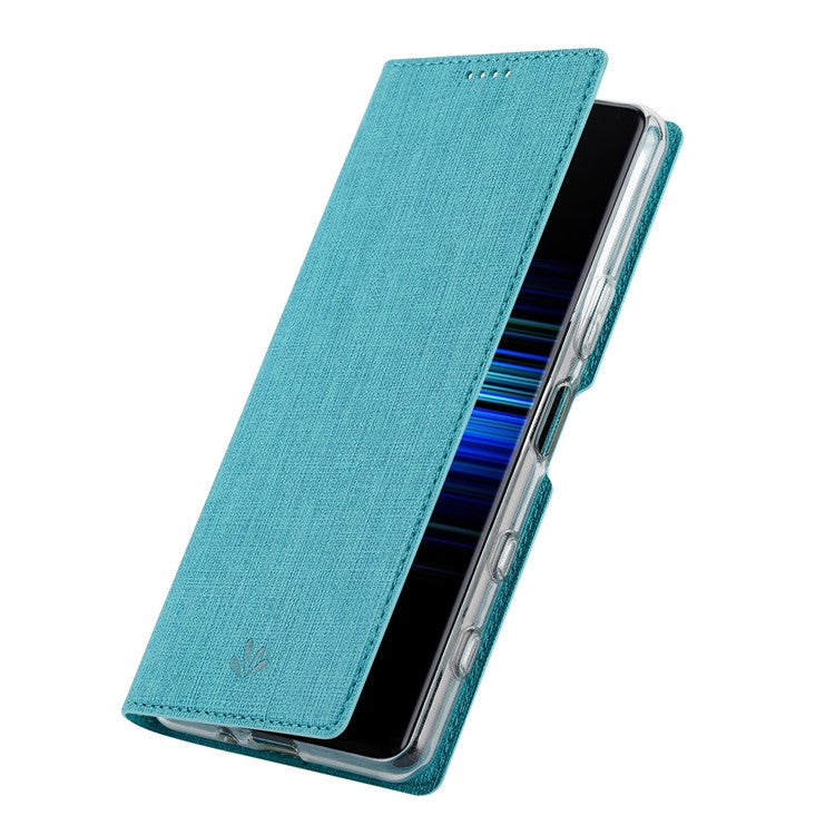 VILI DMX Cross Texture Card Slot Stand Leather Case for Sony Xperia 5 II - Blue