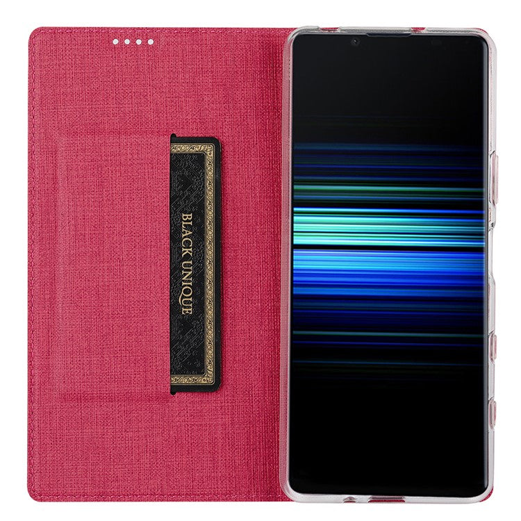 VILI DMX Cross Texture Card Slot Stand Leather Case for Sony Xperia 5 II - Red