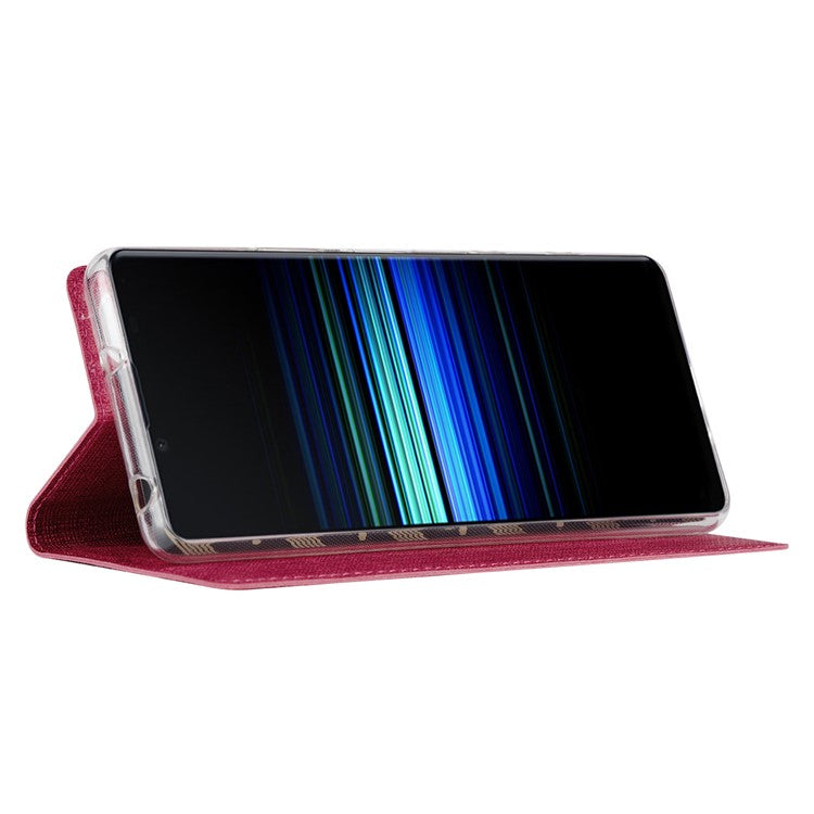 VILI DMX Cross Texture Card Slot Stand Leather Case for Sony Xperia 5 II - Red