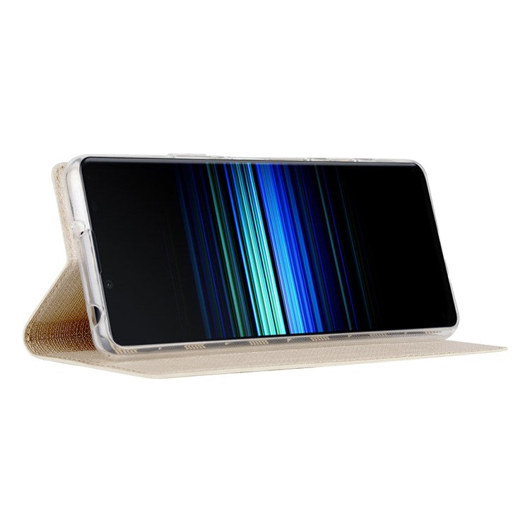 VILI DMX Cross Texture Card Slot Stand Leather Case for Sony Xperia 5 II - Gold