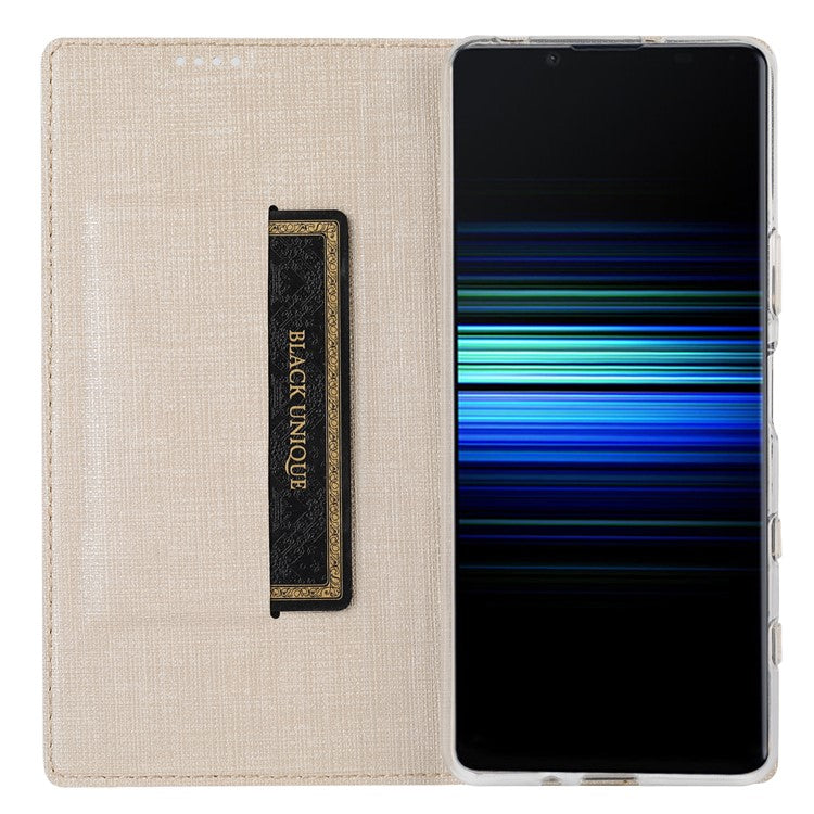 VILI DMX Cross Texture Card Slot Stand Leather Case for Sony Xperia 5 II - Gold