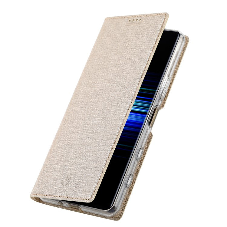 VILI DMX Cross Texture Card Slot Stand Leather Case for Sony Xperia 5 II - Gold