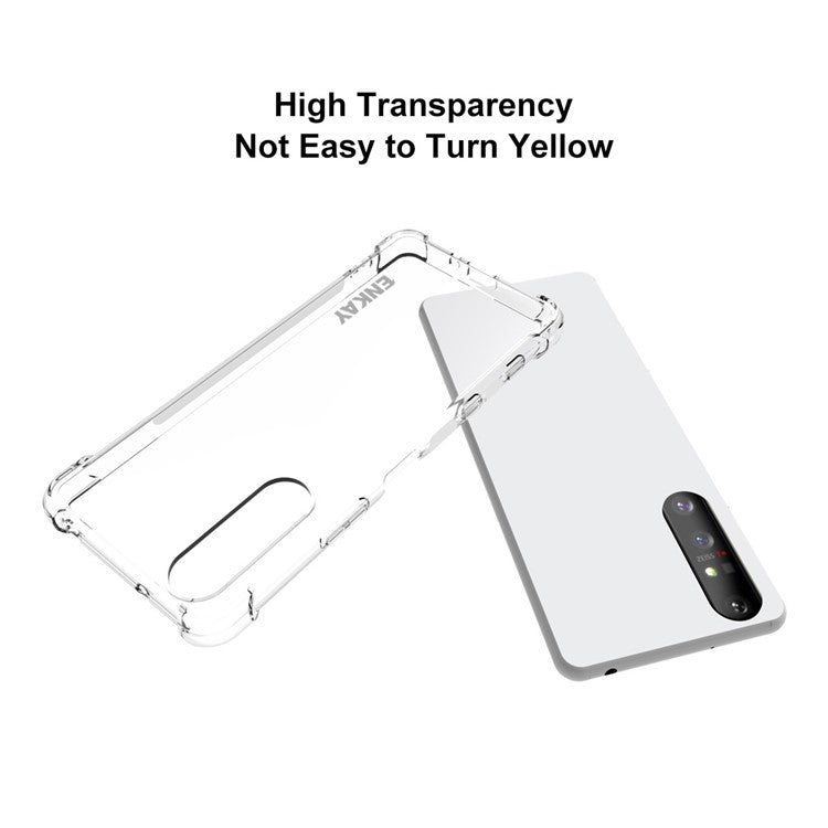 ENKAY HAT PRINCE Four Corner Thickening Anti-Slip Cover Shockproof Clear TPU Case + Tempered Glass Screen Protector for Sony Xperia 5 II