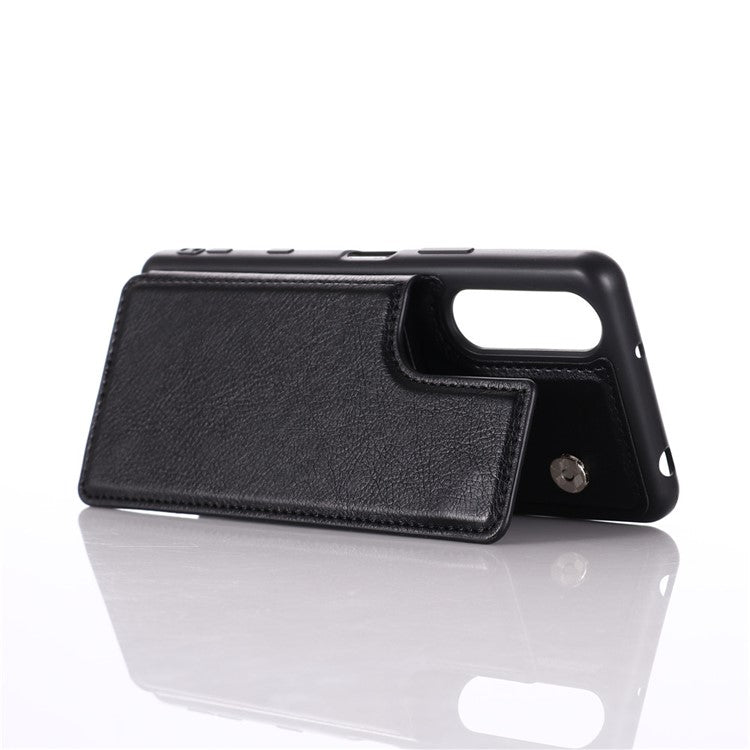 Classic Card Holder Shell with Kickstand for Sony Xperia 5 II - Black