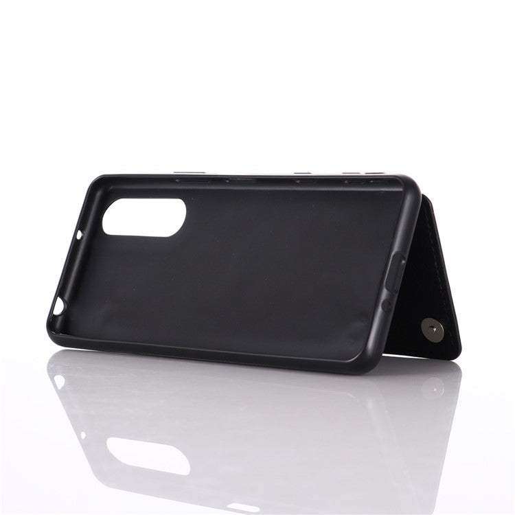 Classic Card Holder Shell with Kickstand for Sony Xperia 5 II - Black