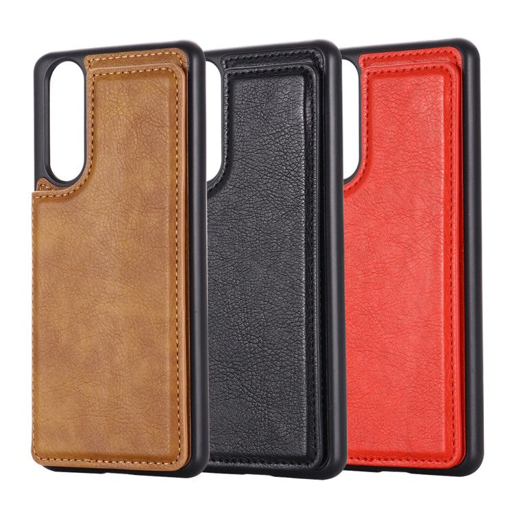 Classic Card Holder Shell with Kickstand for Sony Xperia 5 II - Black