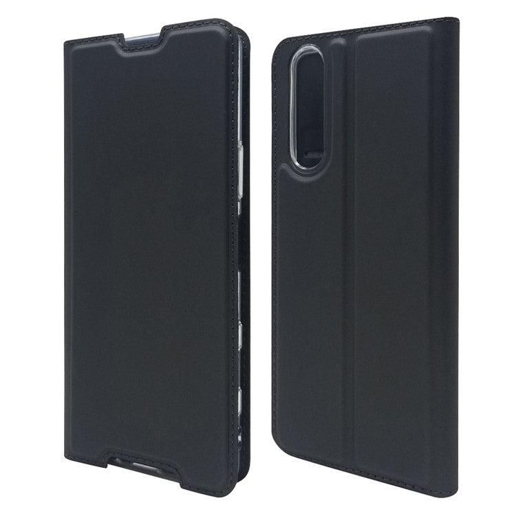 Magnetic Adsorption Stand Leather Card Holder Case for Sony Xperia 5 II - Black