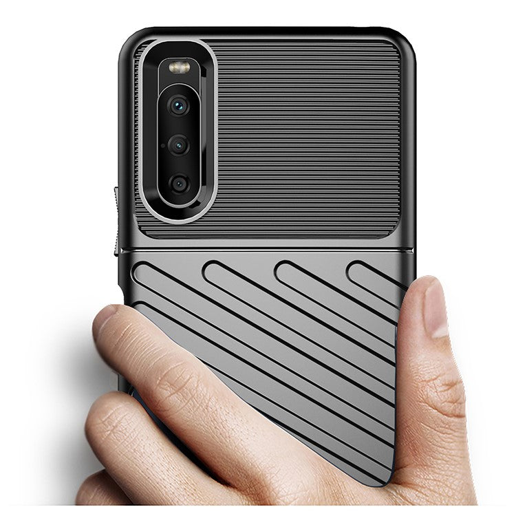 Thunder Series Twill Texture TPU Phone Case for Sony Xperia 10 III 5G / Xperia 10 III Lite - Black