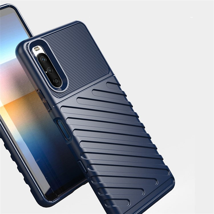 Thunder Series Twill Texture TPU Phone Case for Sony Xperia 10 III 5G / Xperia 10 III Lite - Blue