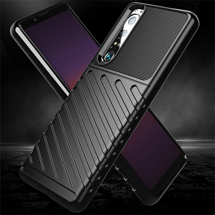 Thunder Series Twill Texture TPU Phone Case for Sony Xperia 1 III 5G - Black