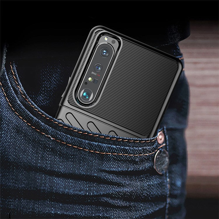 Thunder Series Twill Texture TPU Phone Case for Sony Xperia 1 III 5G - Blue