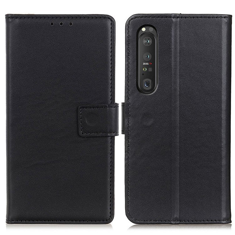 Magnetic Clasp Design Leather Shell Case with Wallet Stand for Sony Xperia 1 III 5G - Black