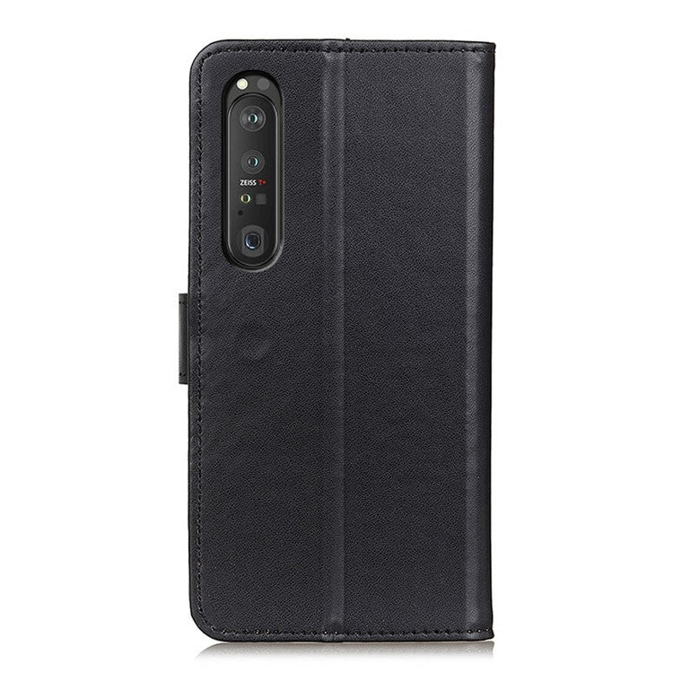 Magnetic Clasp Design Leather Shell Case with Wallet Stand for Sony Xperia 1 III 5G - Black