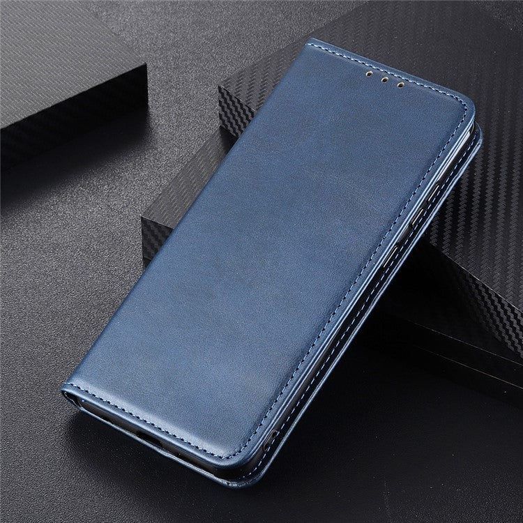Automatic Suction Design Split Leather Wallet Phone Cover for Sony Xperia 1 III 5G Stand Shell - Blue