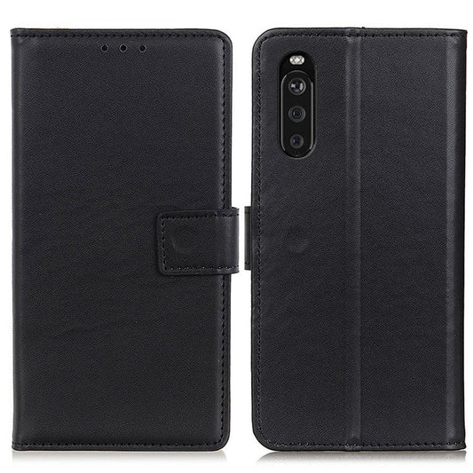 Wallet Stand Design Magnetic Clasp Leather Shell Case for Sony Xperia 10 III 5G - Black