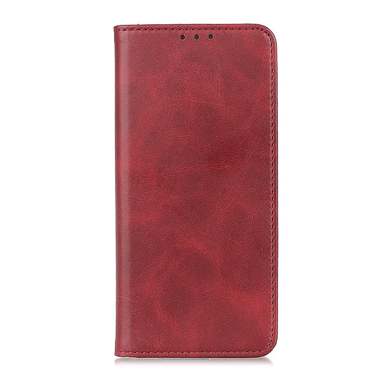 Split Leather Wallet Phone Cover for Sony Xperia 10 III 5G Auto-absorbed Design Stand Smartphone Shell - Red