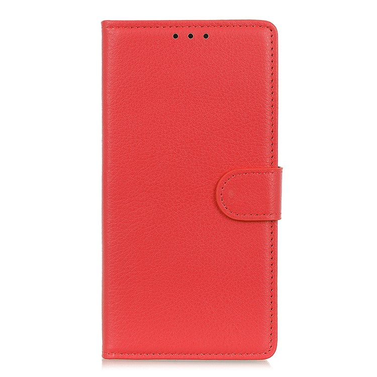 Classic Style Litchi Texture PU Leather Wallet Case Stand Cover for Sony Xperia 10 III 5G - Red