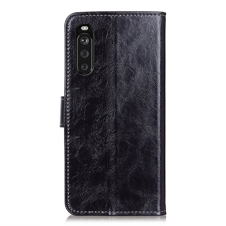 Vintage Crazy Horse Texture Wallet Stand Leather Phone Case for Sony Xperia 10 III 5G / Xperia 10 III Lite - Black
