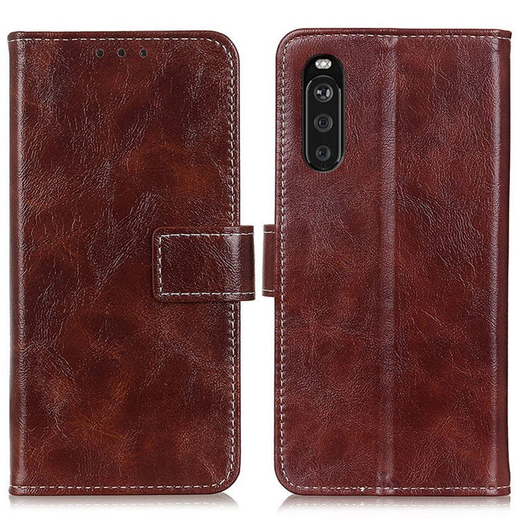 Vintage Crazy Horse Texture Wallet Stand Leather Phone Case for Sony Xperia 10 III 5G / Xperia 10 III Lite - Brown