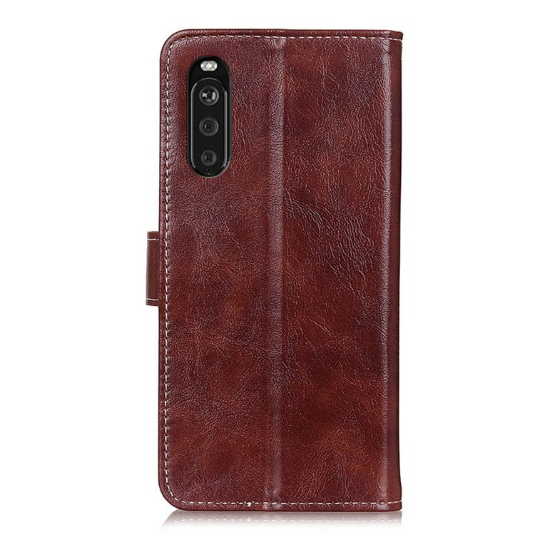 Vintage Crazy Horse Texture Wallet Stand Leather Phone Case for Sony Xperia 10 III 5G / Xperia 10 III Lite - Brown