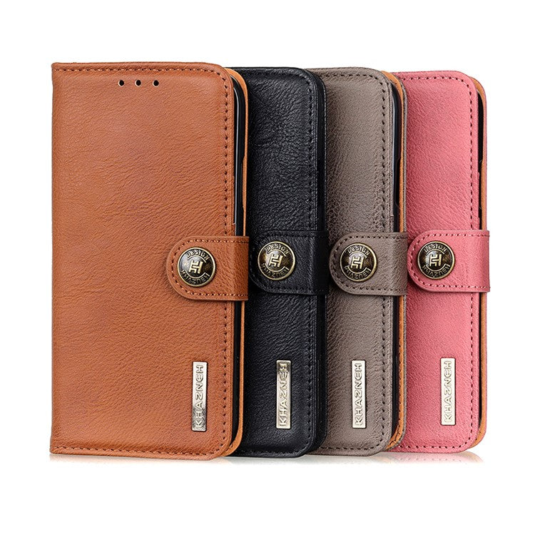 KHAZNEH Magnetic Buckle PU Leather Phone Wallet Shell Case for Sony Xperia 1 III 5G - Black