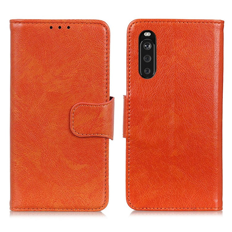 Nappa Texture Split Leather Wallet Stand Case for Sony Xperia 10 III 5G - Orange