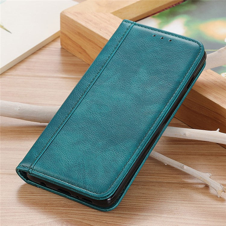 Auto-absorbed Litchi Texture Split Leather Wallet Shell Case Cover for Sony Xperia 10 III 5G - Green