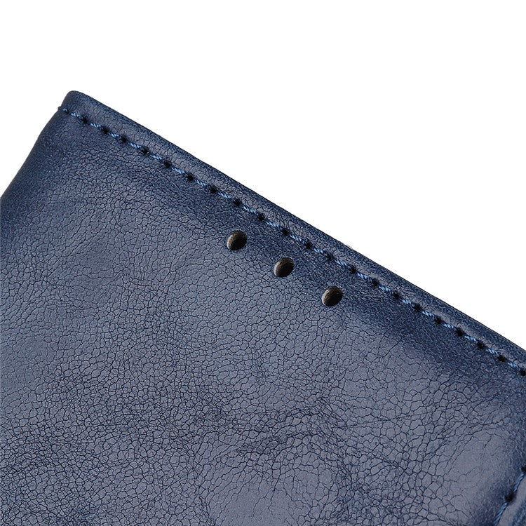 Crazy Horse Texture Wallet Design Split Leather Stand Shell with for Sony Xperia 10 III 5G - Blue