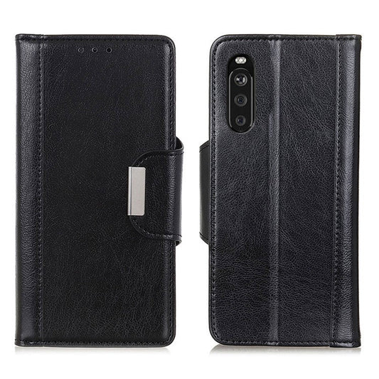Textured PU Leather Wallet Case for Sony Xperia 10 III 5G - Black