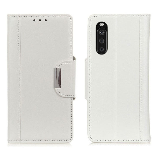 Textured PU Leather Wallet Case for Sony Xperia 10 III 5G - White