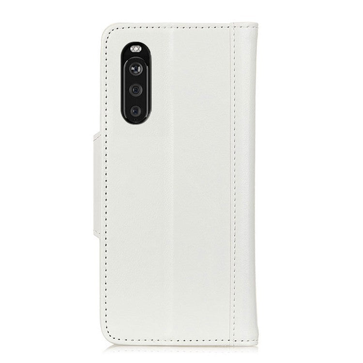 Textured PU Leather Wallet Case for Sony Xperia 10 III 5G - White