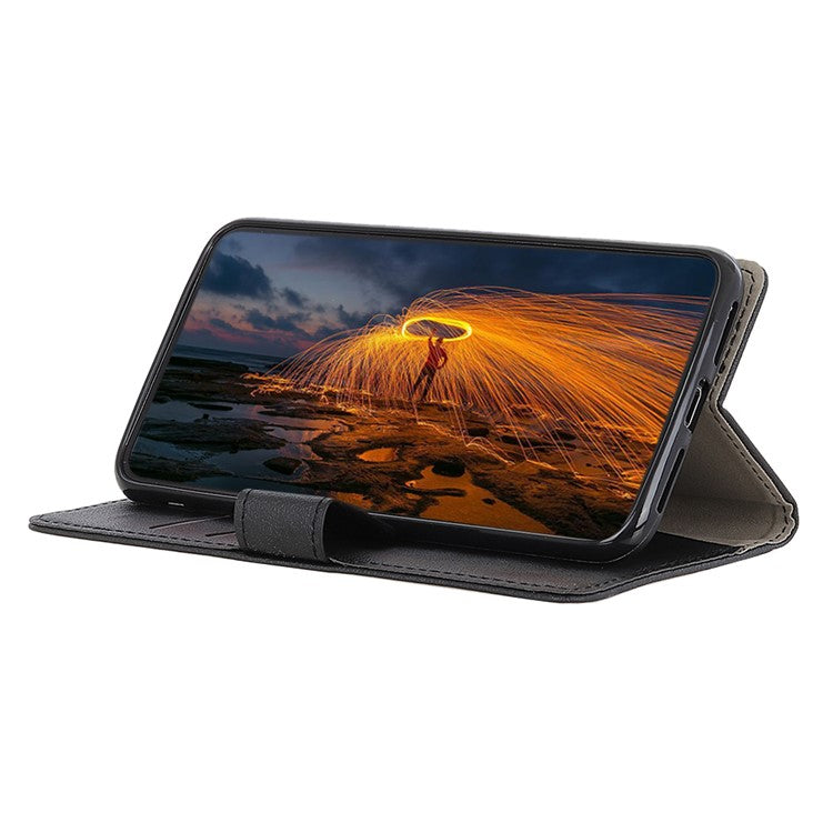 Wallet Stand Protective Leather Mobile Phone Case for Sony Xperia 1 III 5G - Black