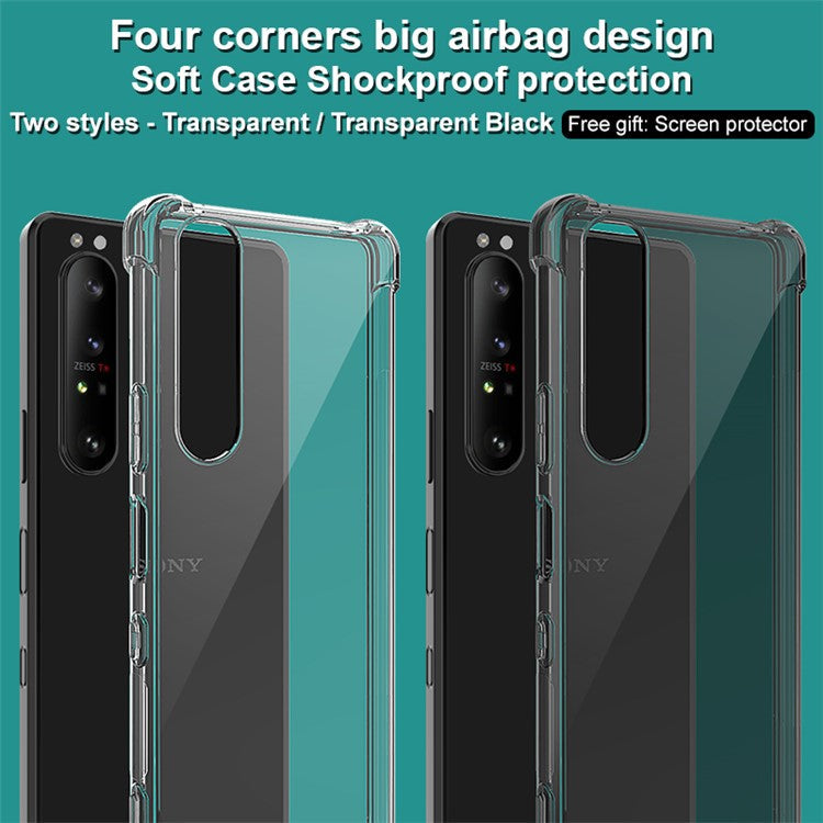 IMAK Well-Protected TPU Soft Case + Ultra Clear Screen Protector for Sony Xperia 1 III 5G - Transparent
