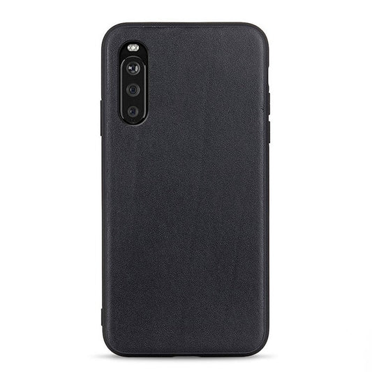 Genuine Leather + PC Phone Back Cover Case Protector for Sony Xperia 10 III 5G - Black