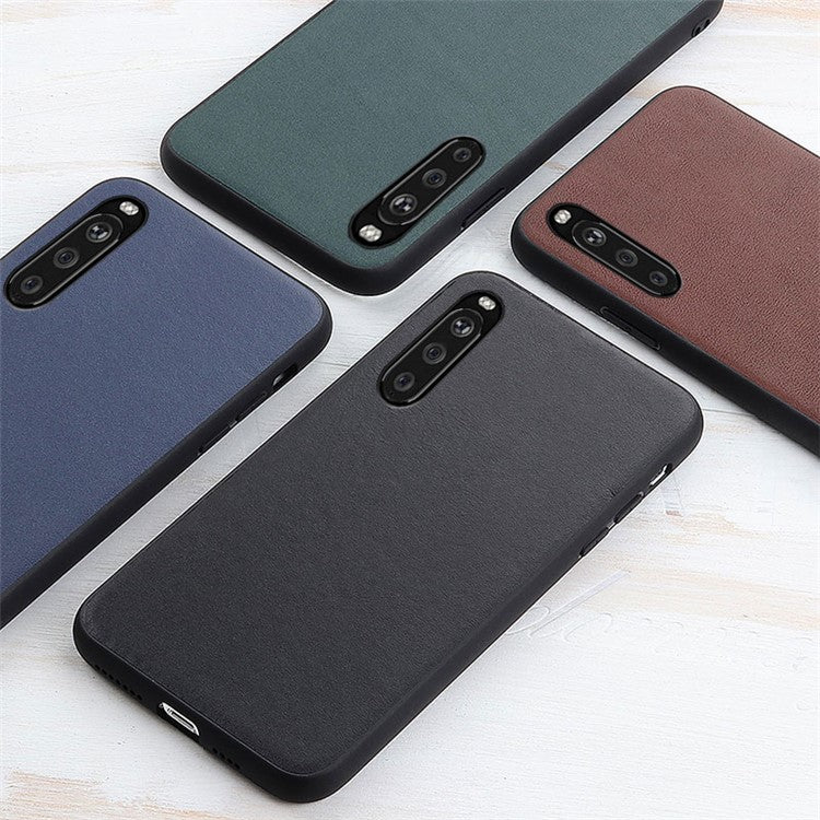 Genuine Leather + PC Phone Back Cover Case Protector for Sony Xperia 10 III 5G - Blue