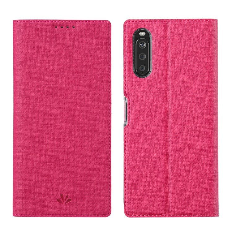 VILI DMX Series Full Coverage Protection Leather Stand Case with Card Holder for Sony Xperia 10 III 5G - Red