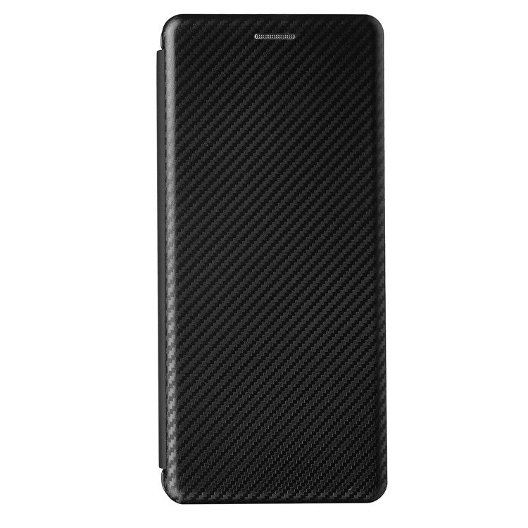 Carbon Fiber Texture Auto-absorbed Cell Phone Stand Cover for Sony Xperia 1 III 5G Leather Case - Black