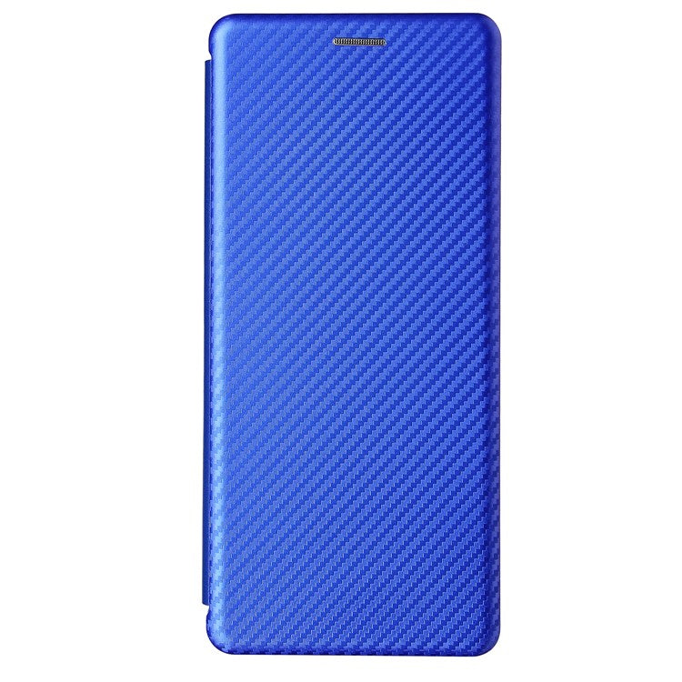 Carbon Fiber Texture Auto-absorbed Cell Phone Stand Cover for Sony Xperia 1 III 5G Leather Case - Blue