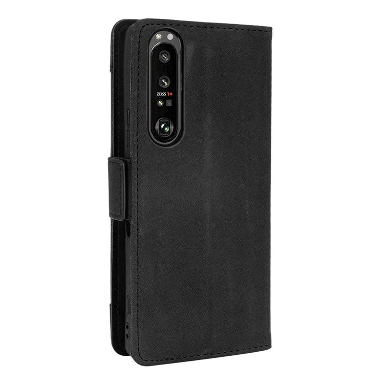 Multiple Card Slots Wallet Stand Leather Phone Case for Sony Xperia 1 III 5G - Black