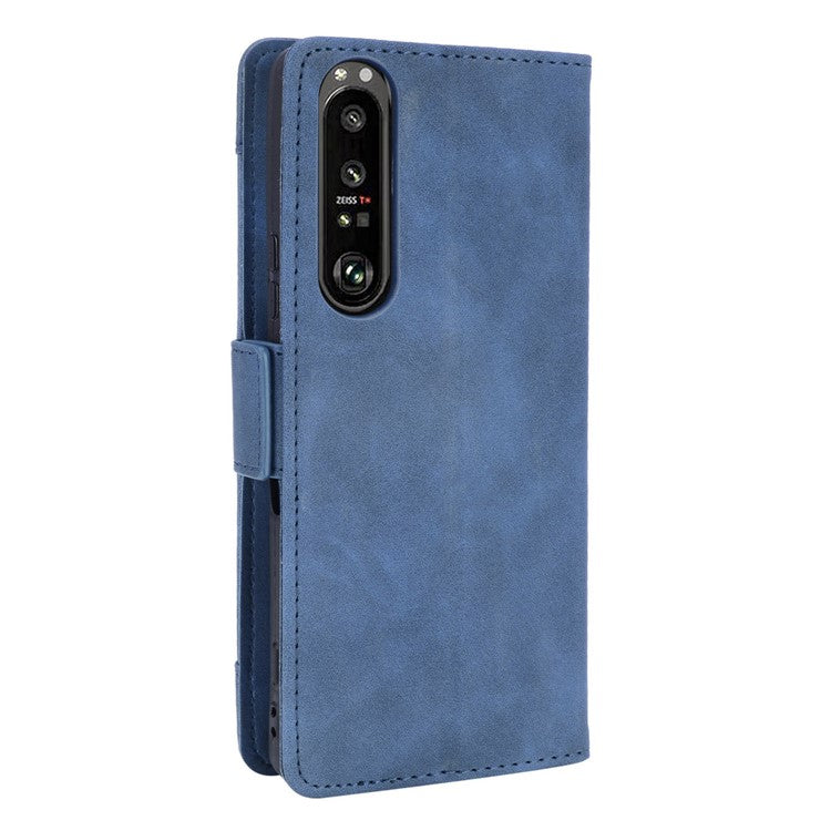Multiple Card Slots Wallet Stand Leather Phone Case for Sony Xperia 1 III 5G - Blue