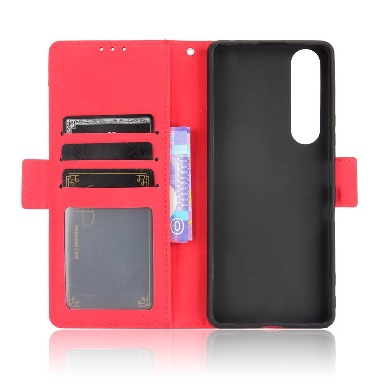 Multiple Card Slots Wallet Stand Leather Phone Case for Sony Xperia 1 III 5G - Red