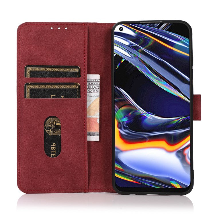 KHAZNEH Wallet Design Leather Cell Phone Back Cover Case Stand Shell for Sony Xperia 10 III 5G - Red