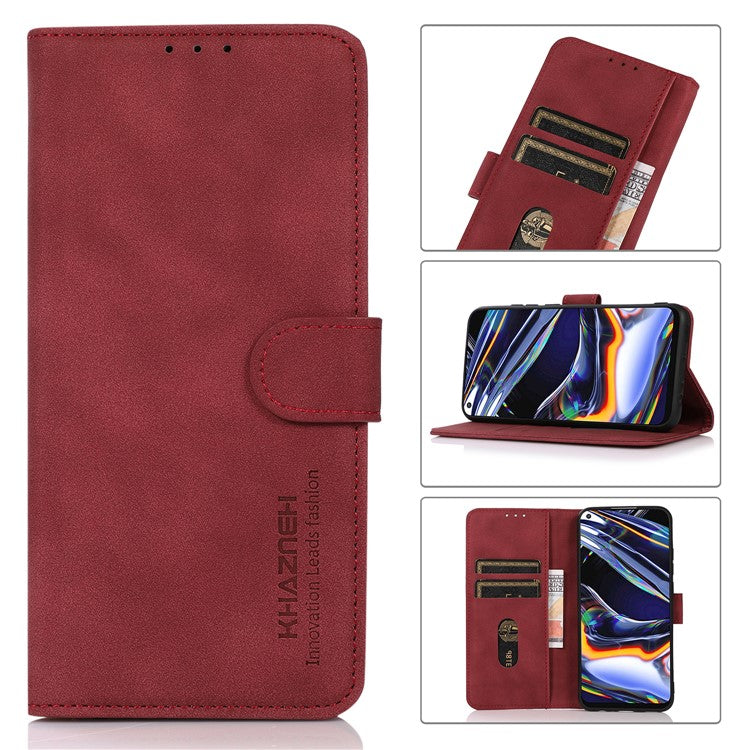 KHAZNEH Wallet Design Leather Cell Phone Back Cover Case Stand Shell for Sony Xperia 10 III 5G - Red
