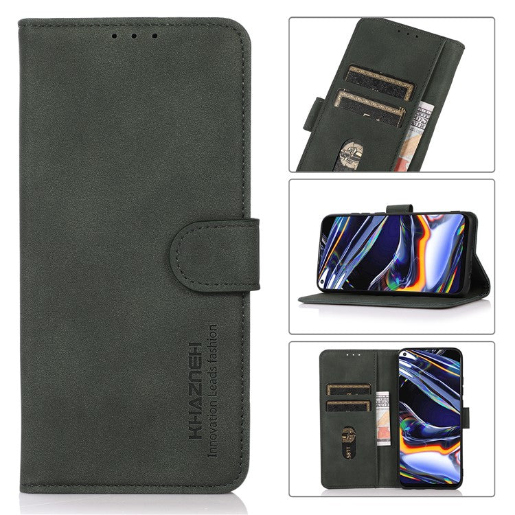 KHAZNEH Wallet Design Leather Cell Phone Back Cover Case Stand Shell for Sony Xperia 10 III 5G - Green