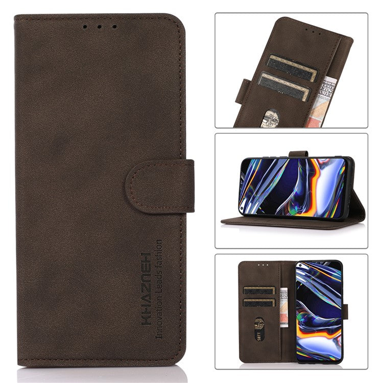 KHAZNEH Wallet Design Leather Cell Phone Back Cover Case Stand Shell for Sony Xperia 10 III 5G - Brown