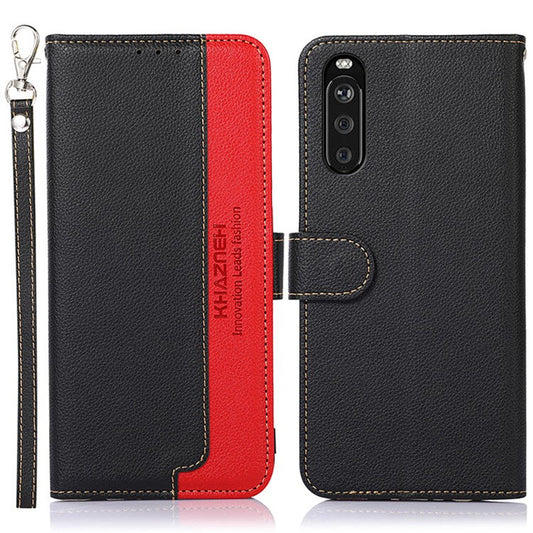 KHAZNEH Litchi Skin RFID Blocking Anti-theft Swiping Function Leather Phone Shell Case for Sony Xperia 10 III 5G / Xperia 10 III Lite - Black