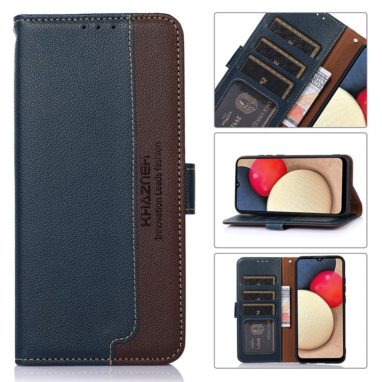 KHAZNEH Litchi Skin RFID Blocking Anti-theft Swiping Function Leather Phone Shell Case for Sony Xperia 10 III 5G / Xperia 10 III Lite - Blue