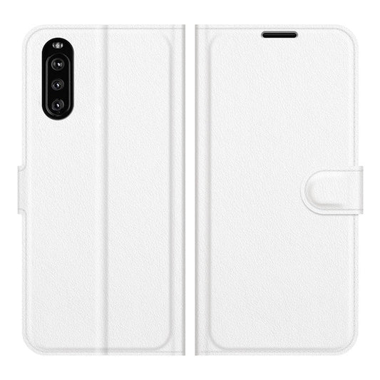 Litchi Skin Wallet Stand Leather Protection Case for Sony Xperia 10 III 5G / Xperia 10 III Lite - White