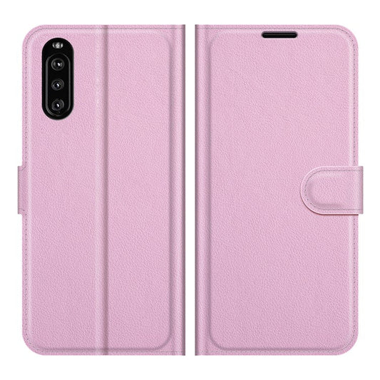 Litchi Skin Wallet Stand Leather Protection Case for Sony Xperia 10 III 5G / Xperia 10 III Lite - Pink