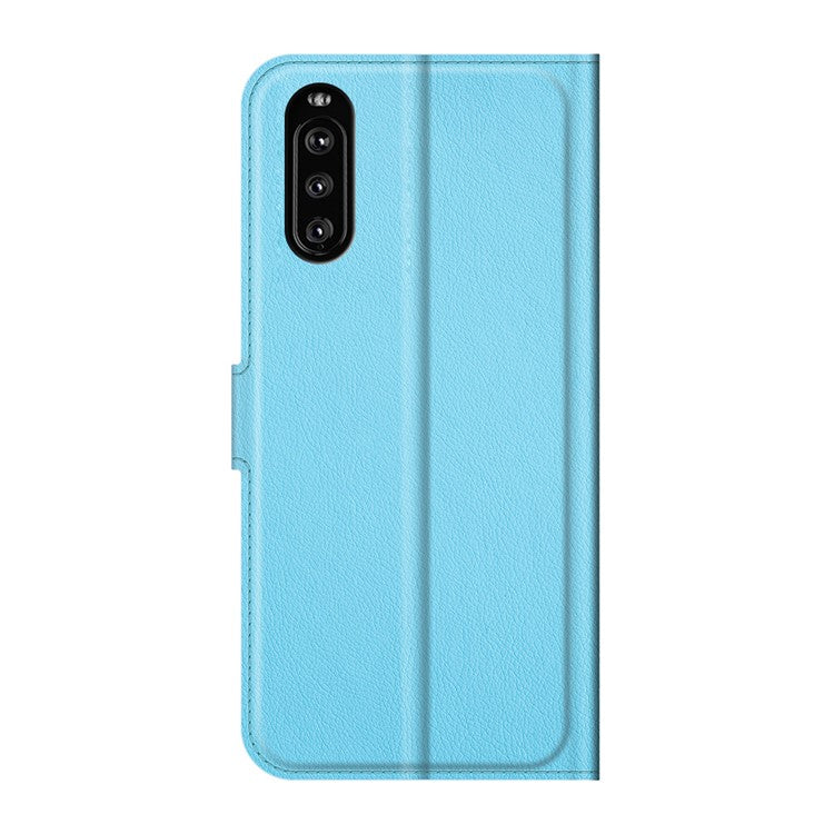 Litchi Skin Wallet Stand Leather Protection Case for Sony Xperia 10 III 5G / Xperia 10 III Lite - Blue